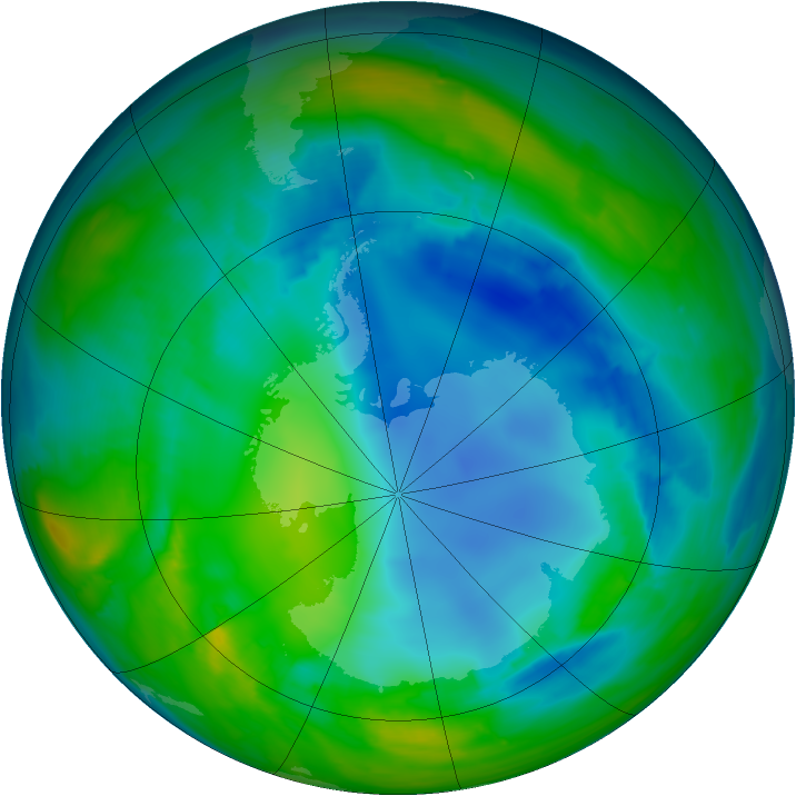 Antarctic ozone map for 07 August 2008